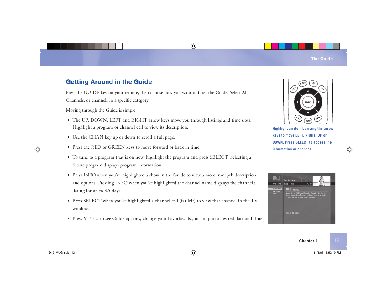 Getting around in the guide | Toner Cable D12 Digital Satellite Receiver User Manual | Page 21 / 81