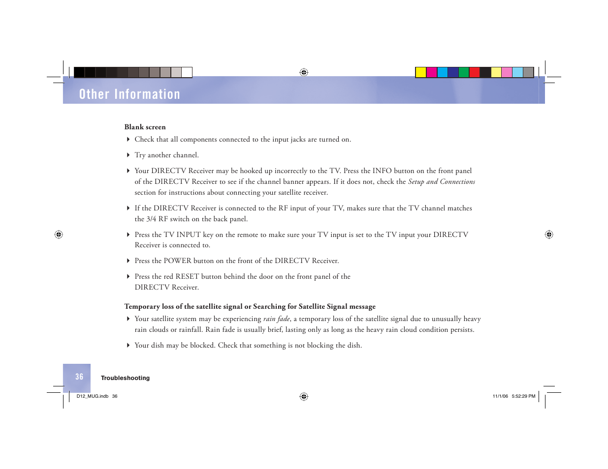 Other information | Toner Cable D12 Digital Satellite Receiver User Manual | Page 44 / 81