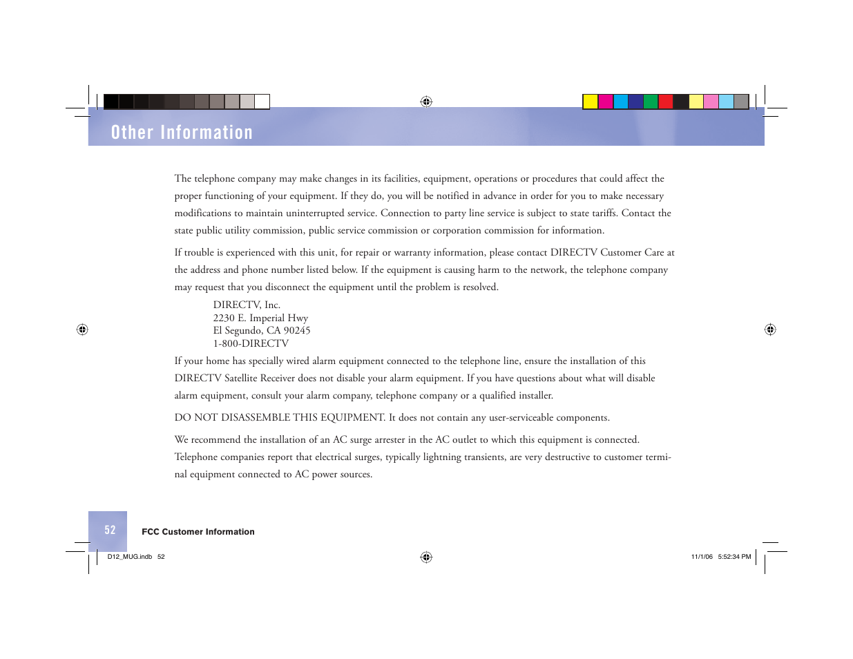Other information | Toner Cable D12 Digital Satellite Receiver User Manual | Page 60 / 81