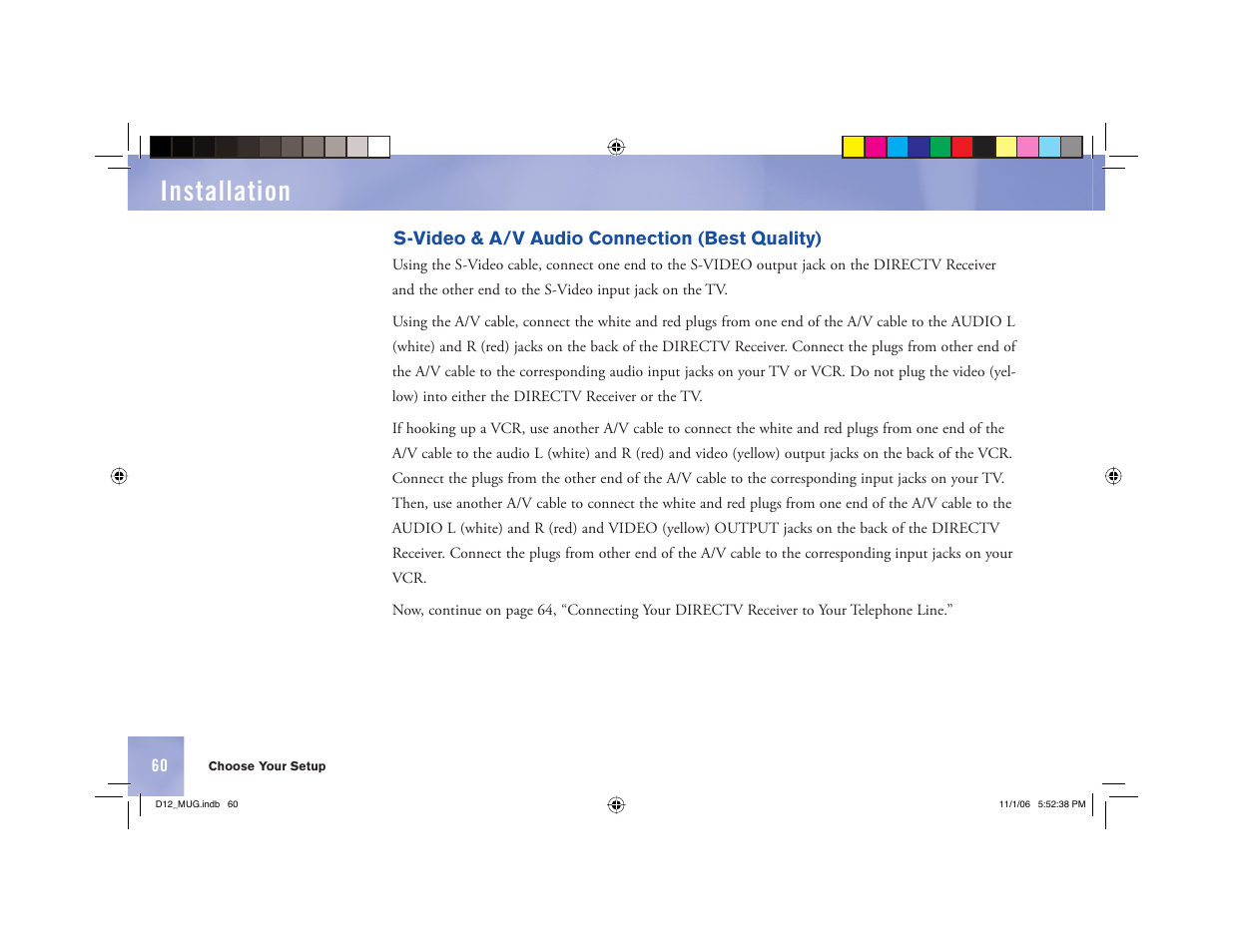 Installation | Toner Cable D12 Digital Satellite Receiver User Manual | Page 68 / 81
