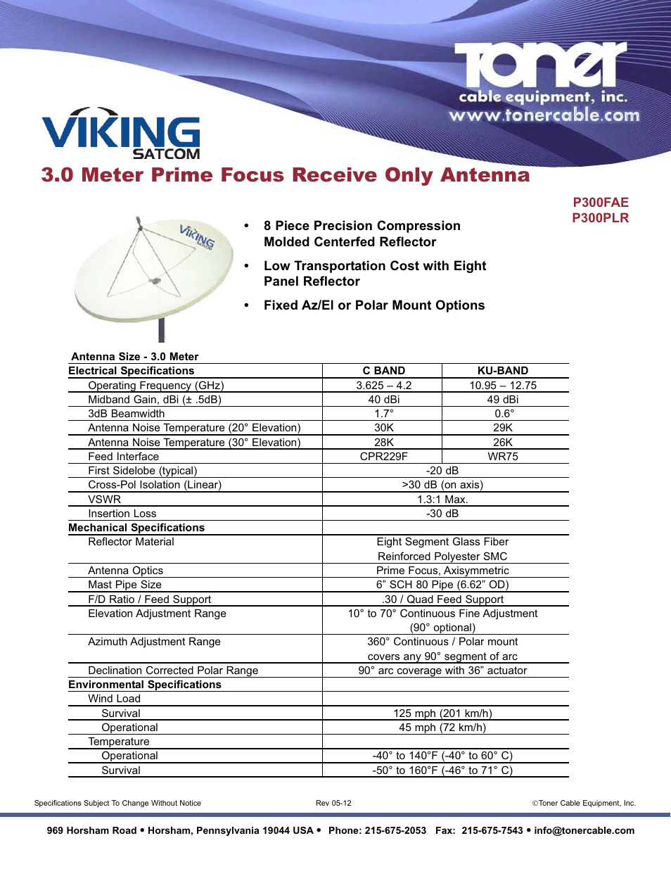 Toner Cable 3.0 Meter Prime Focus Receive Only Antenna User Manual | 1 page