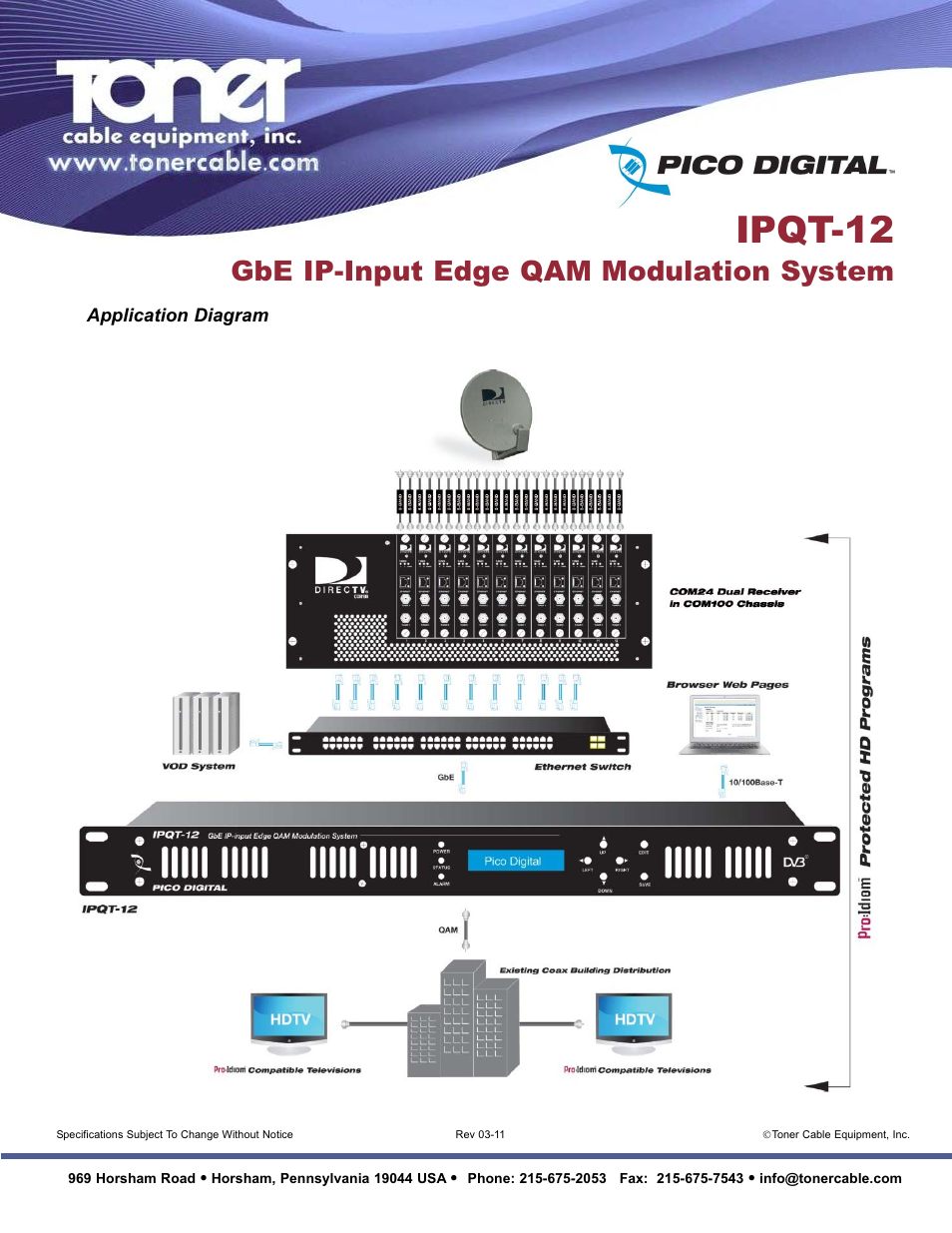 Ipqt-12, Gbe ip-input edge qam modulation system | Toner Cable IPQT-12 GbE IP-Input Edge QAM Modulation System User Manual | Page 2 / 2