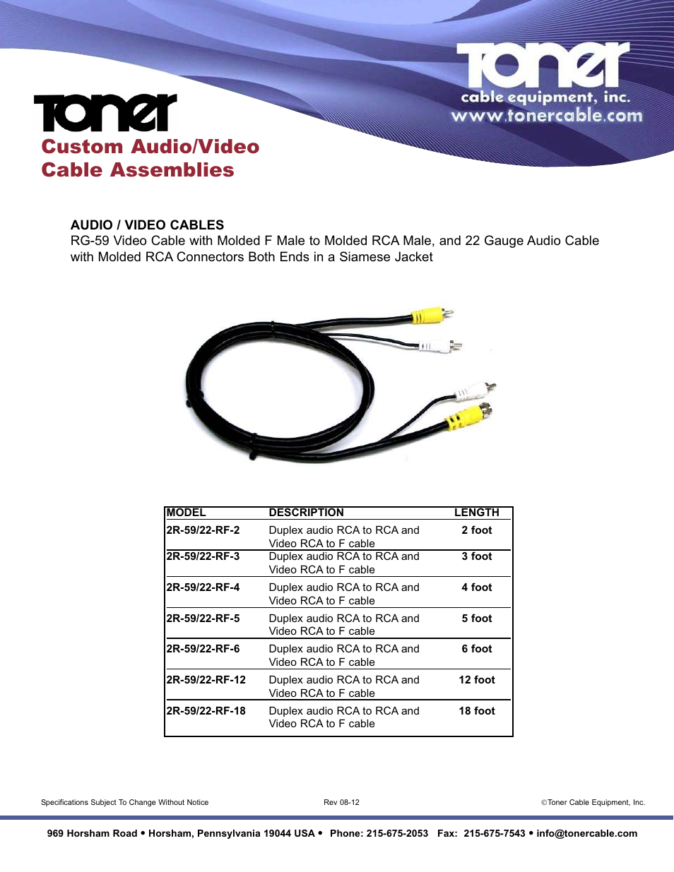 Toner Cable 2R-59_22-RF-* Audio_Video Cables User Manual | 1 page