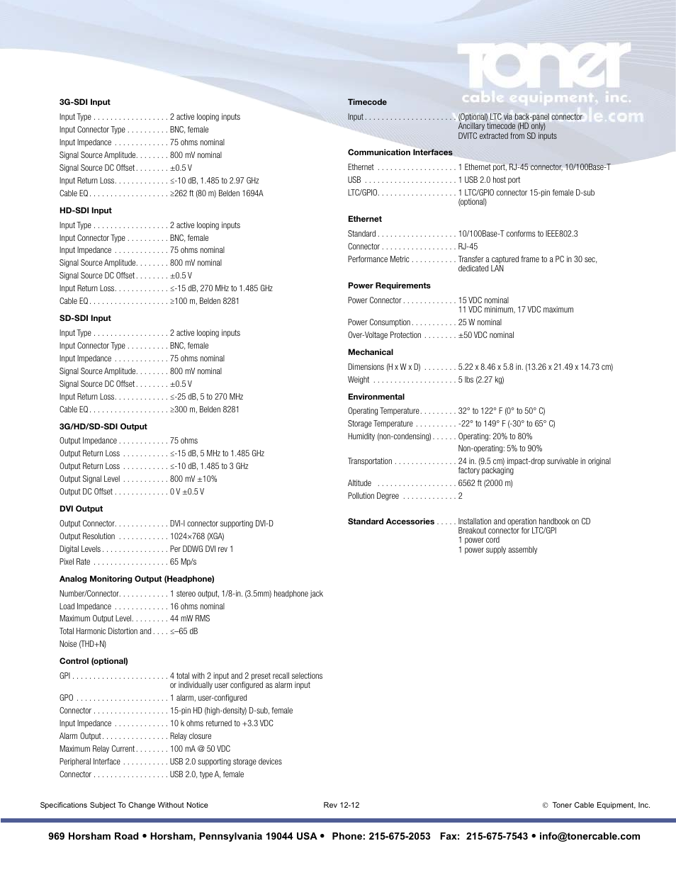 Toner Cable CMN-LA Loudness Analyzer User Manual | Page 3 / 3