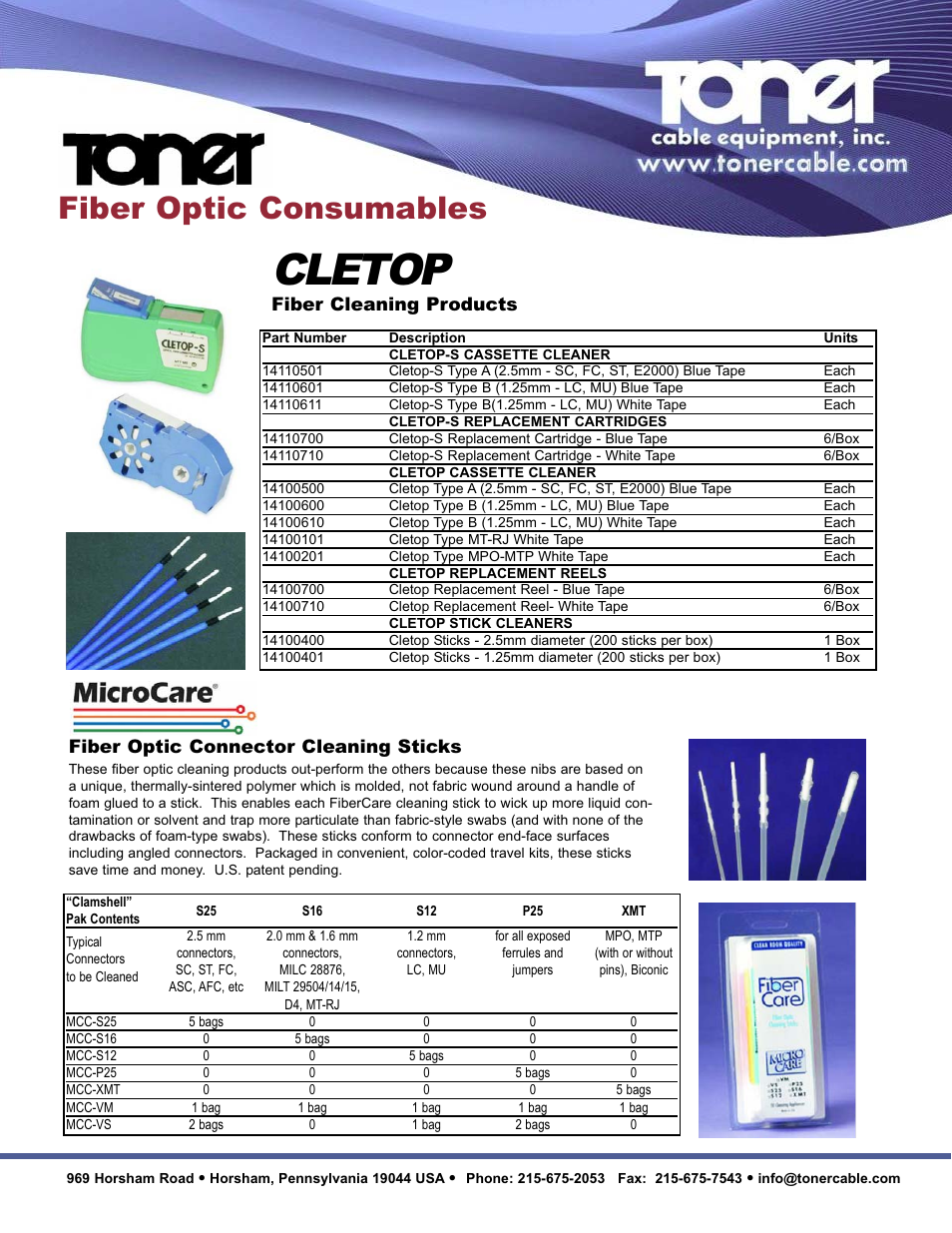 Toner Cable CLETOP Fiber Cleaning Products User Manual | 2 pages