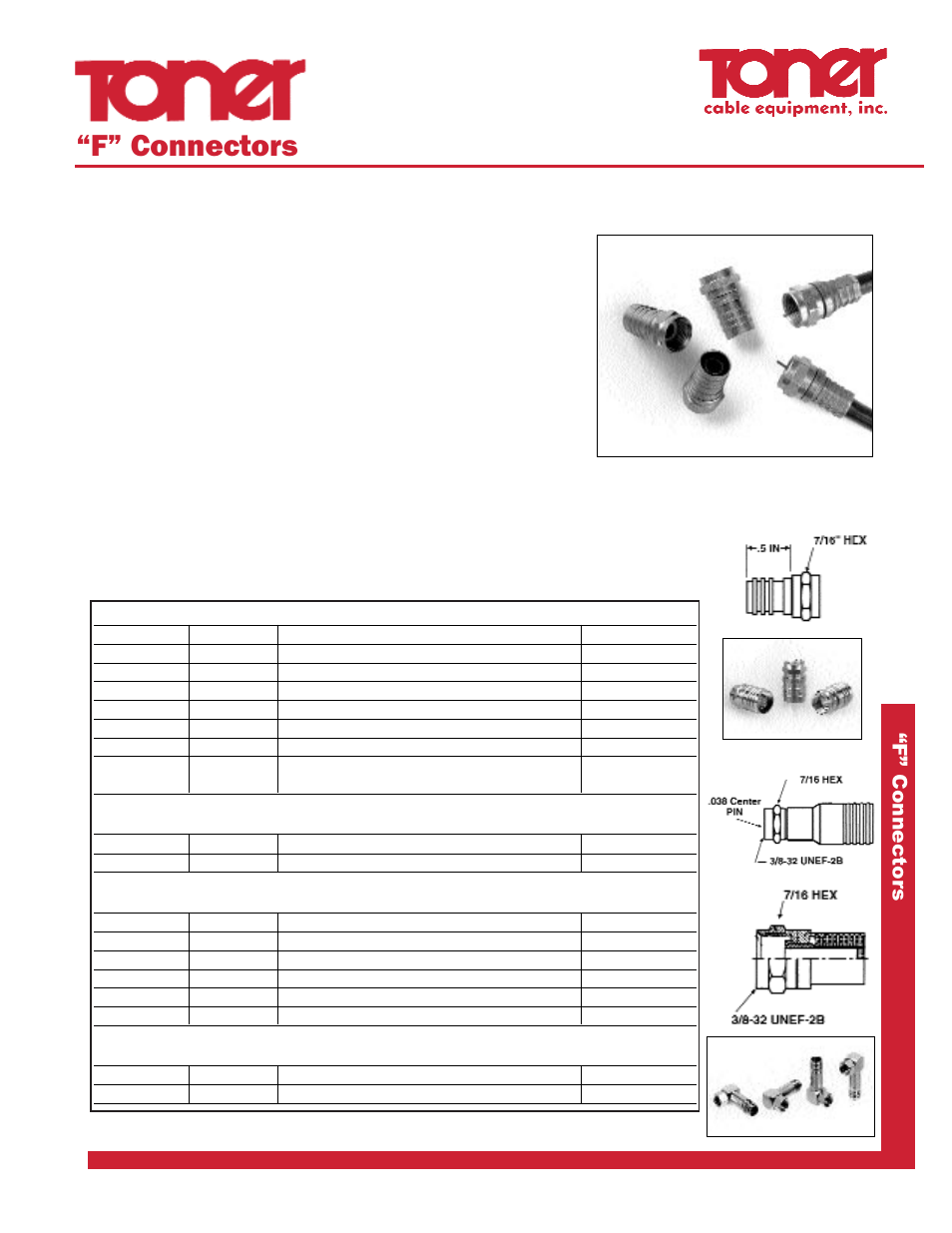 Toner Cable F59-UV Universal Type F Connectors User Manual | 2 pages