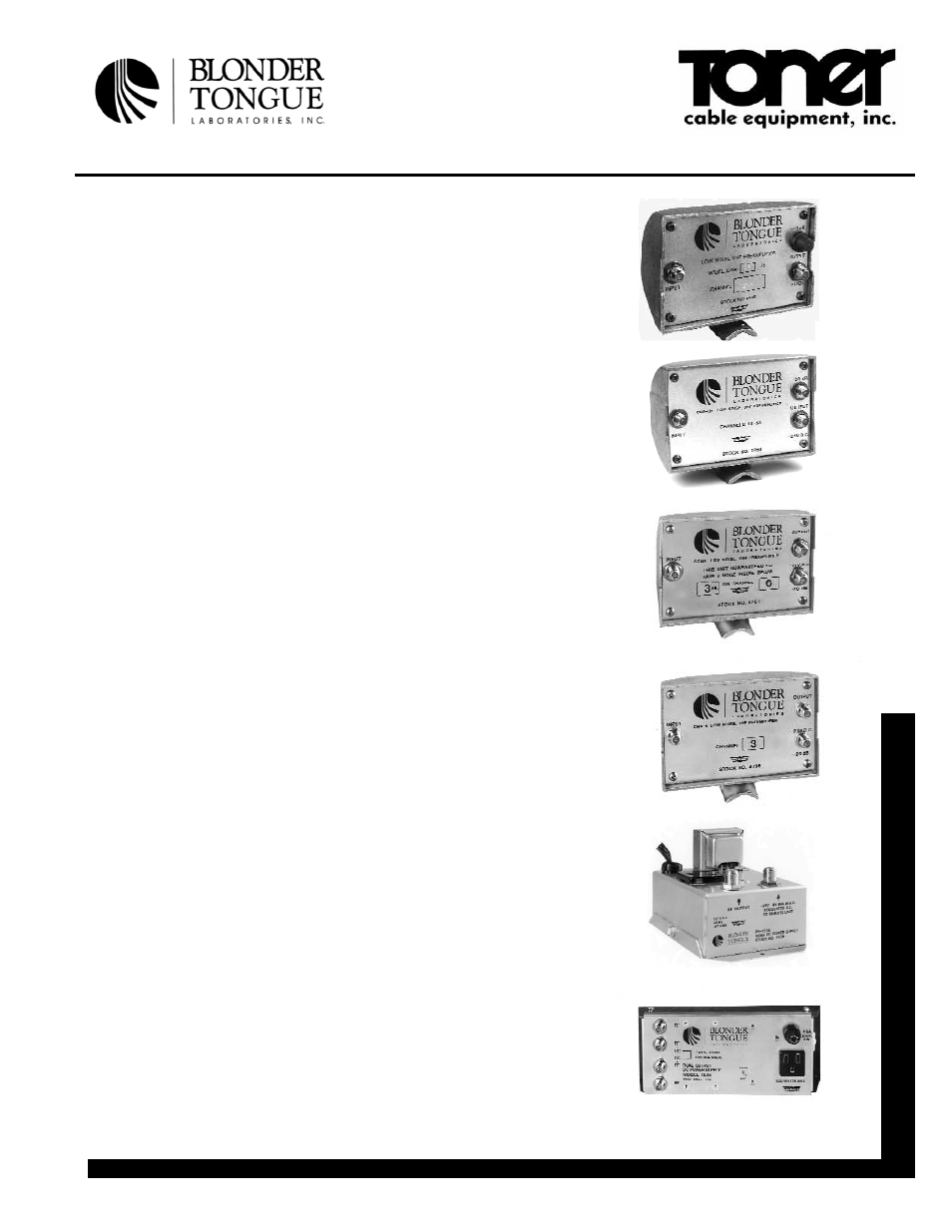 Toner Cable CMA-BB 4448-BB Broadband VHF and UHF Preamplifiers User Manual | 2 pages
