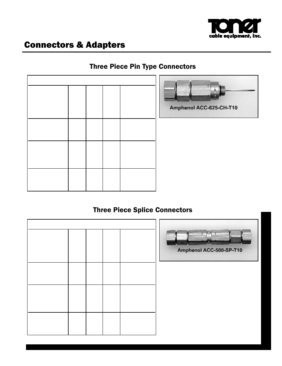 Toner Cable ACC-xxxCHxxx Three Piece Pin Type Connectors User Manual | 2 pages