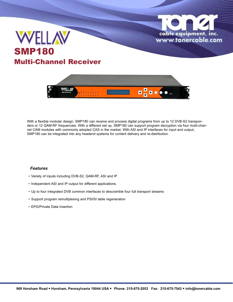 Toner Cable SMP180 Multi-Channel Reciever User Manual | 2 pages