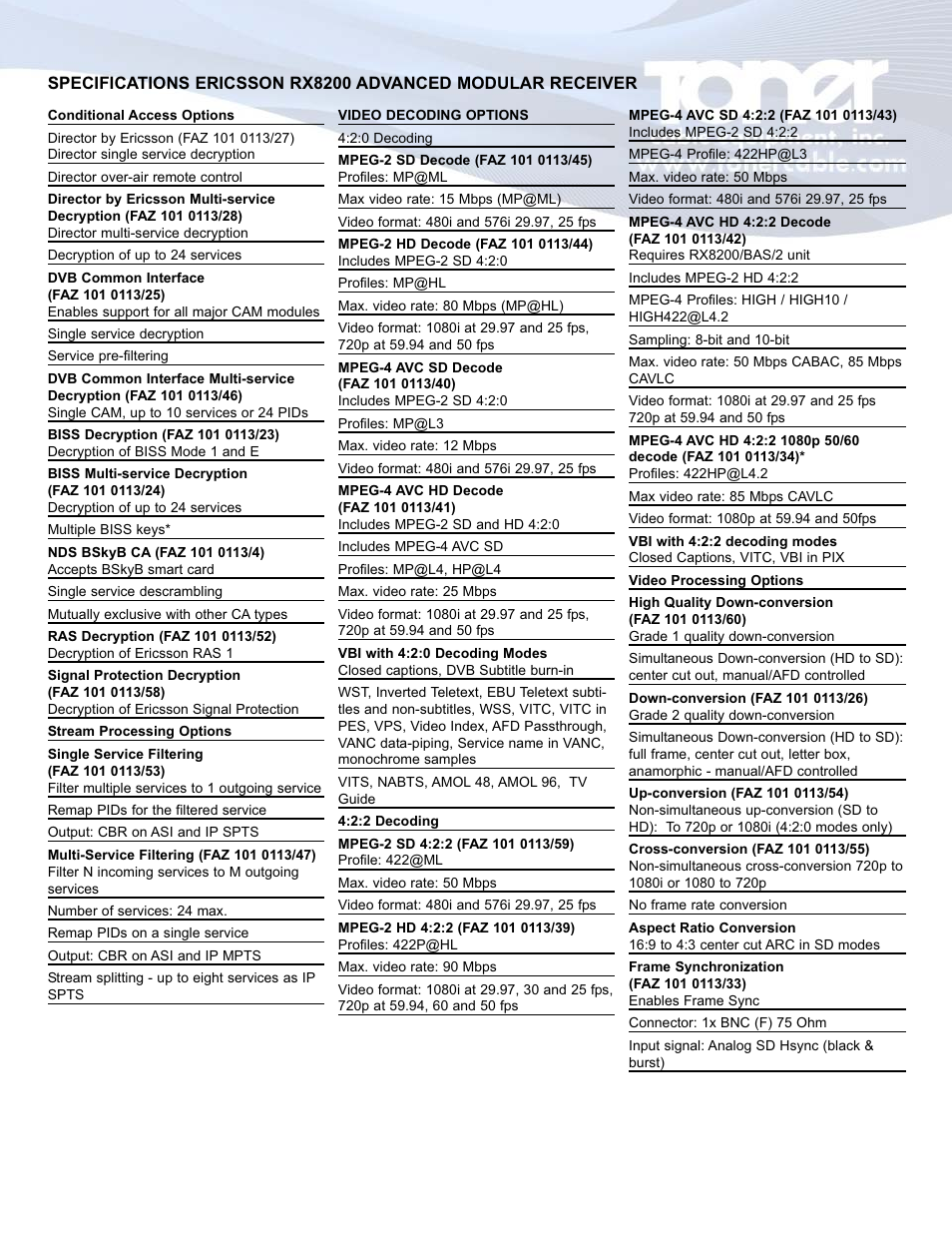 Toner Cable RX8200 Advanced Modular Receiver User Manual | Page 6 / 7