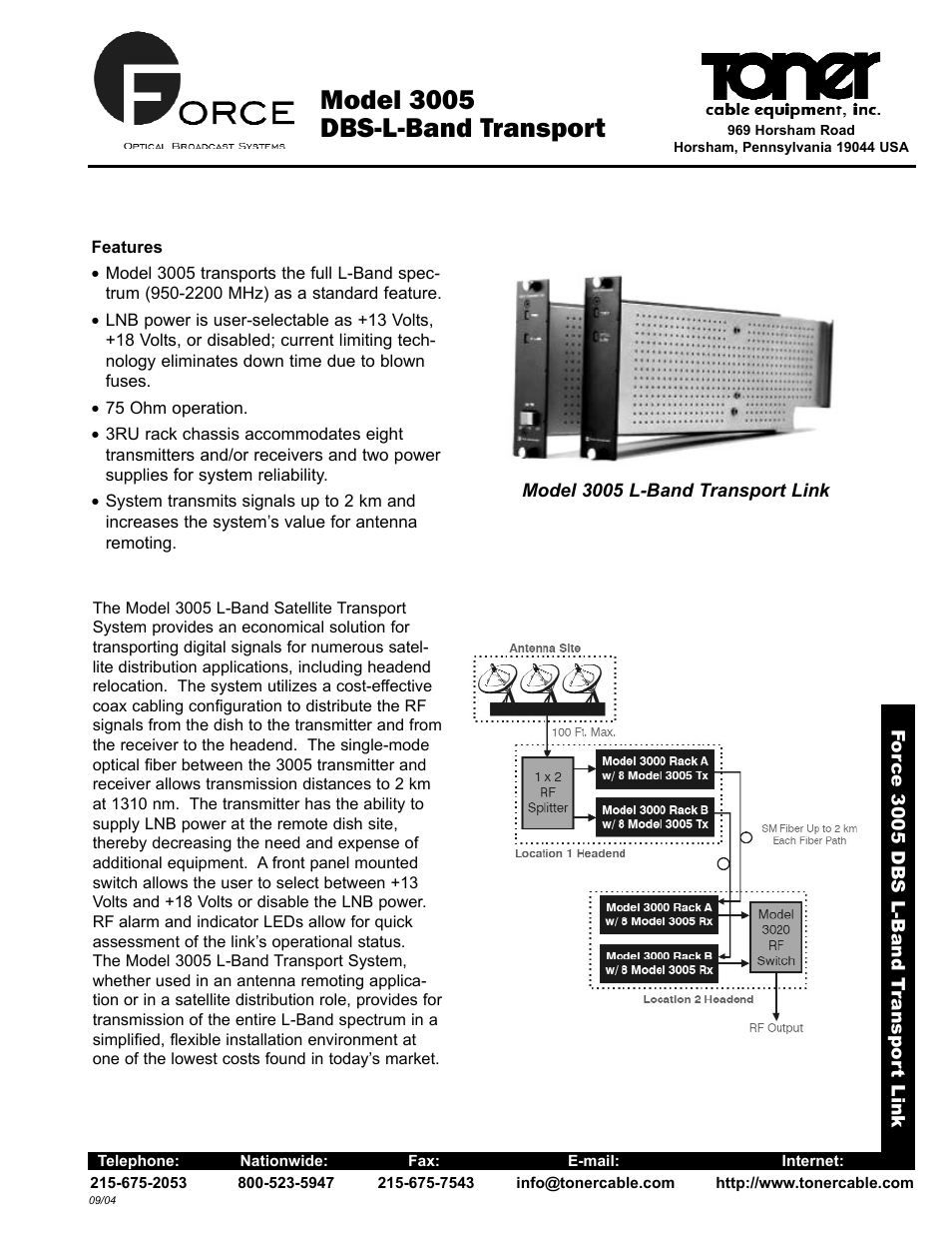 Toner Cable 3005 DBS-L-Band Transport Links User Manual | 2 pages