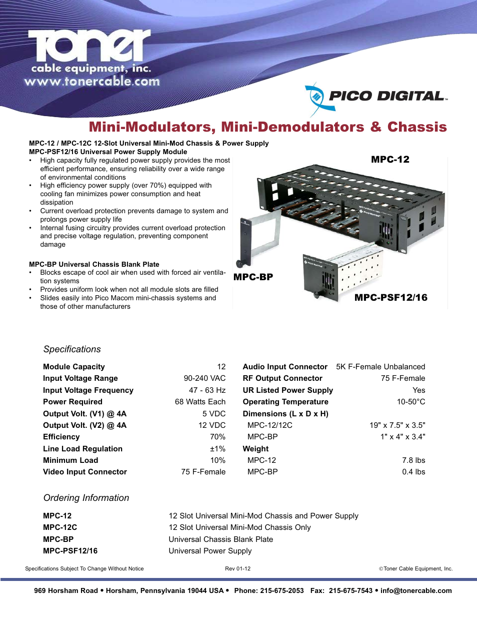 Mini-modulators, mini-demodulators & chassis | Toner Cable MPCD Agile Mini-Demodulator User Manual | Page 2 / 2