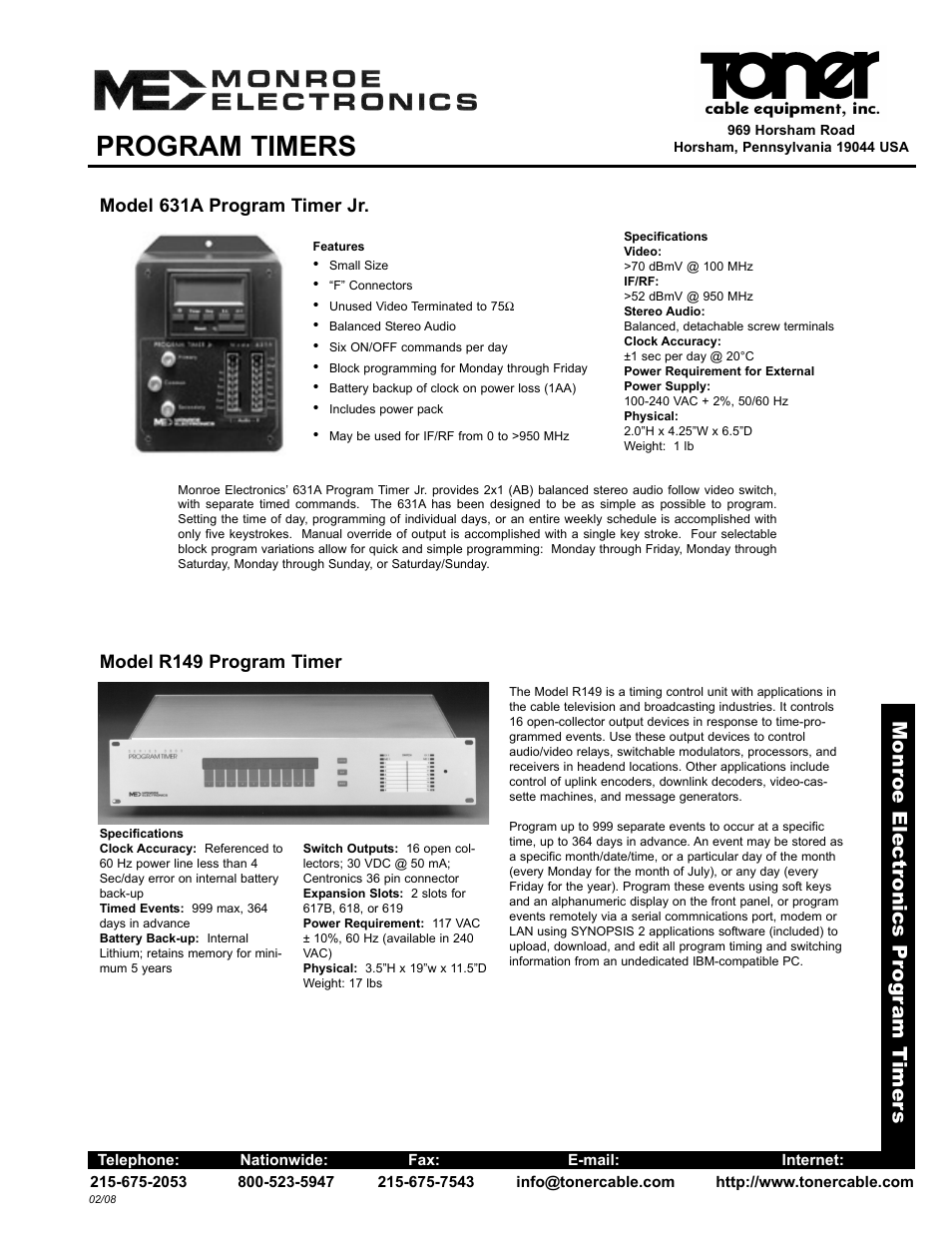 Toner Cable 631A Program Timer Jr User Manual | 2 pages