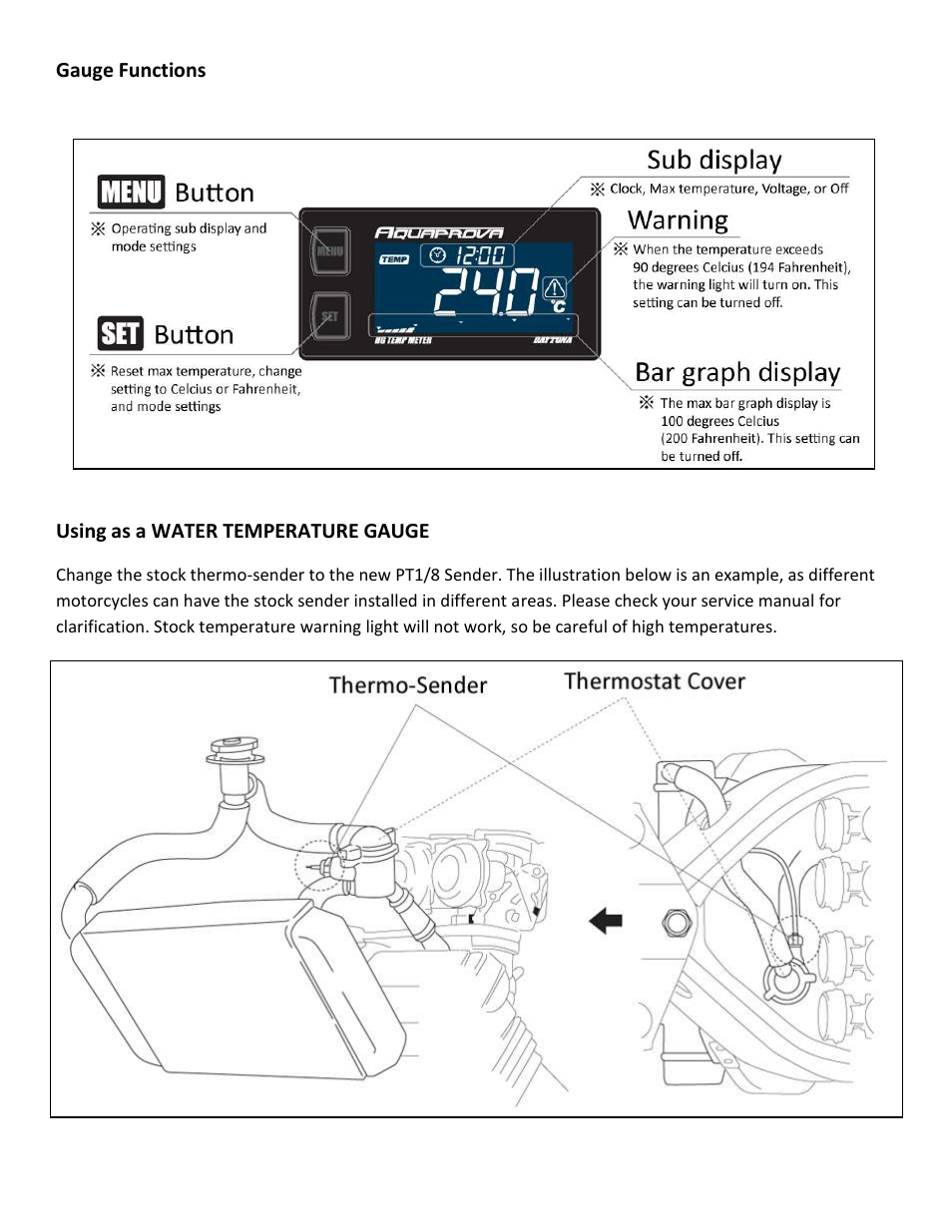 Shindy 17-841 AQUAPROVA Temp Gauge with Light User Manual | Page 2 / 8