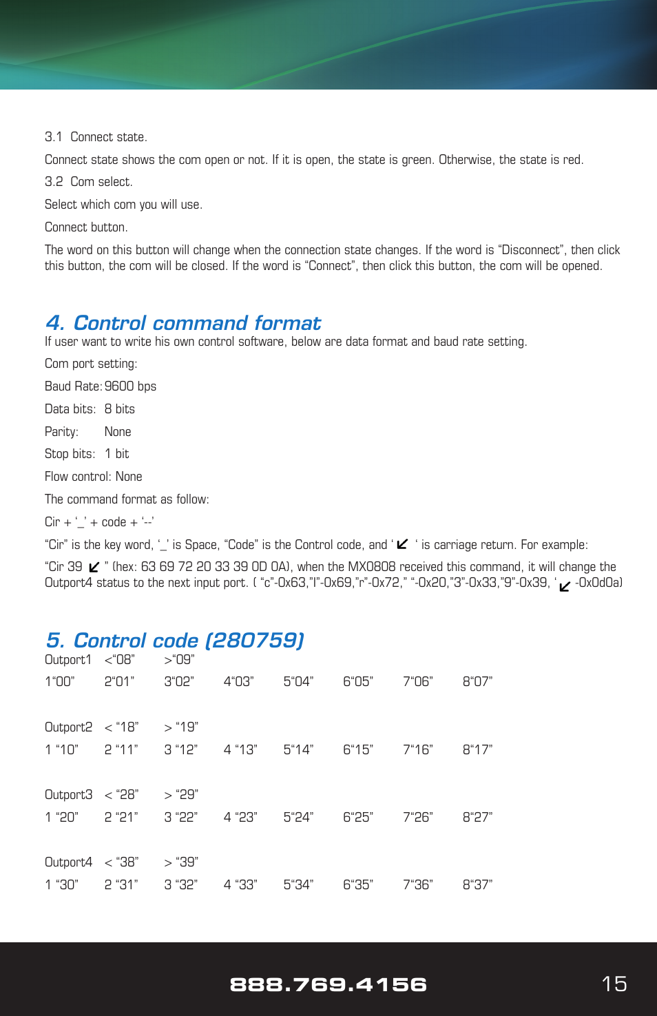 Control command format | VANCO VPW-280759 User Manual | Page 15 / 32
