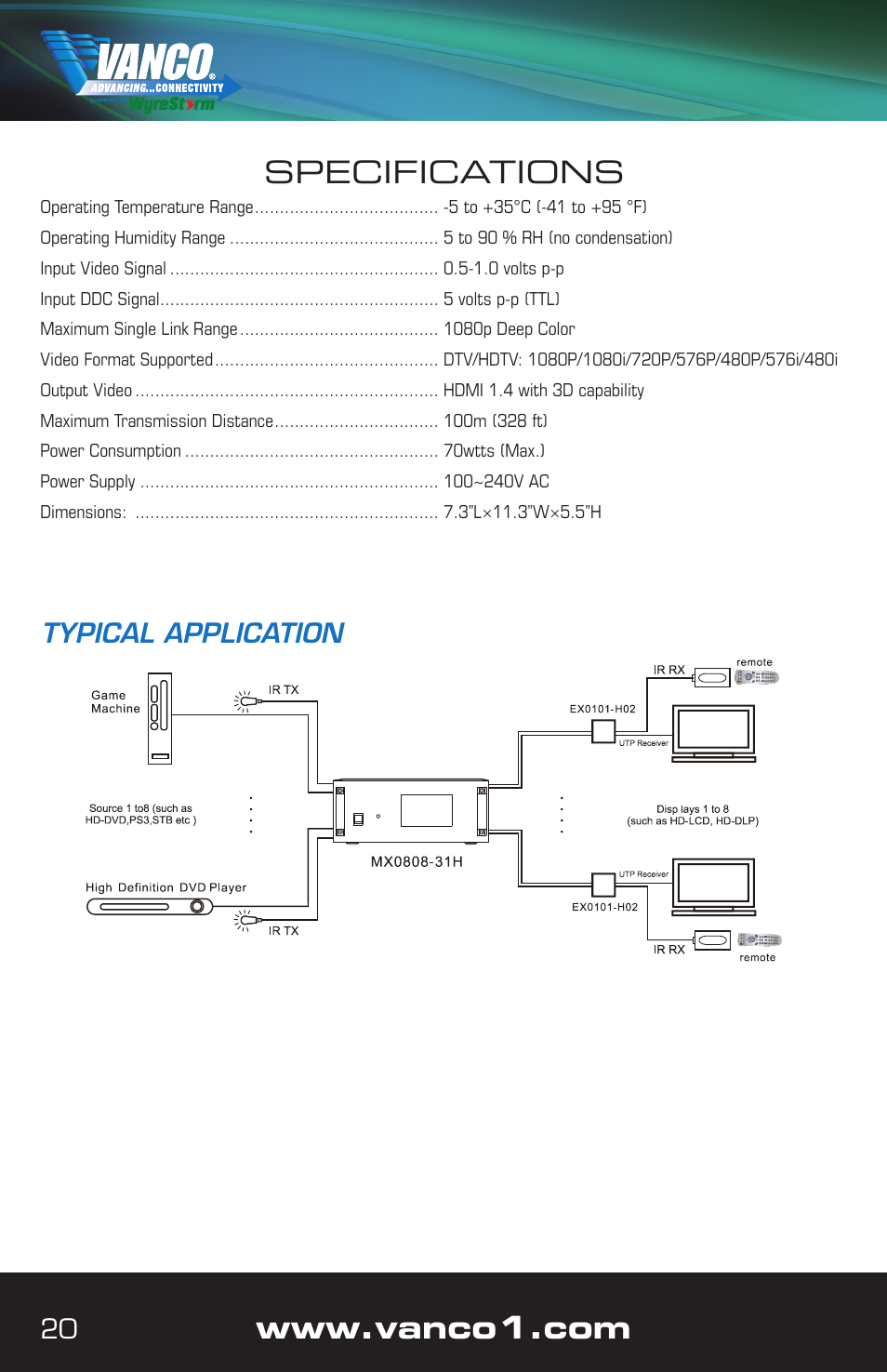 Specifications | VANCO VPW-280759 User Manual | Page 20 / 32