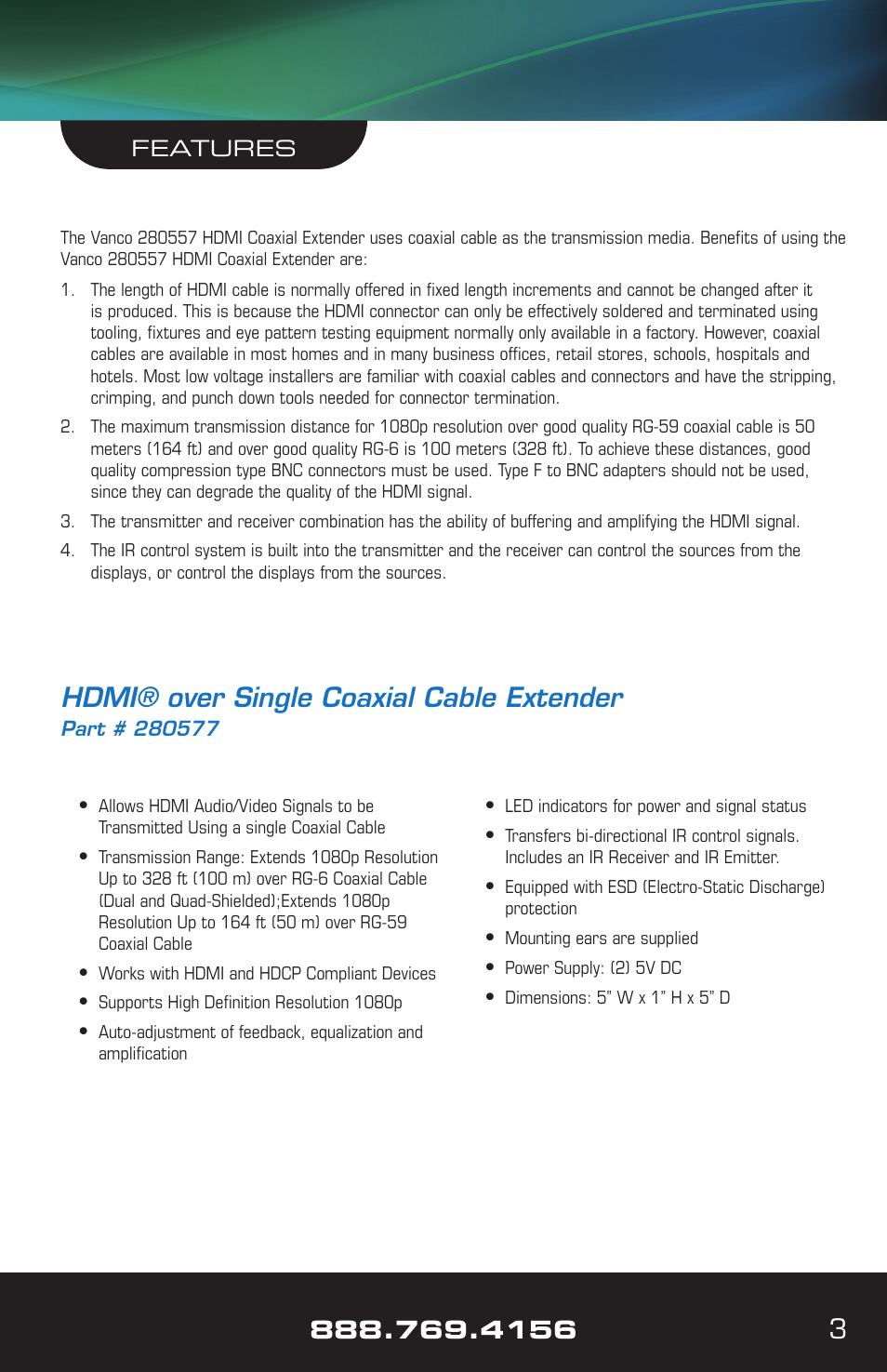 Hdmi® over single coaxial cable extender | VANCO VPW-280577 User Manual | Page 3 / 12
