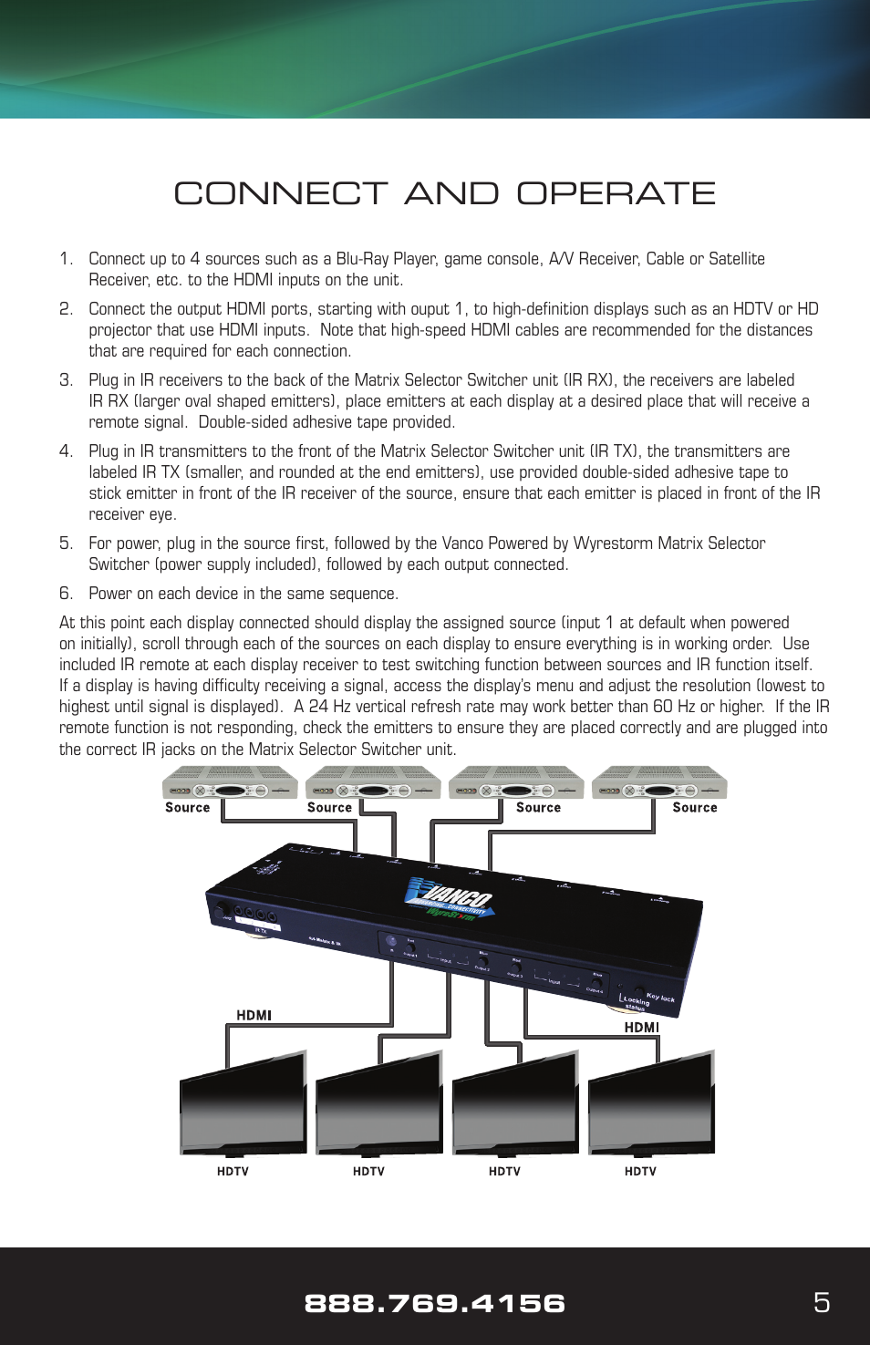 Connect and operate | VANCO VPW-280772 (4X2) User Manual | Page 5 / 8