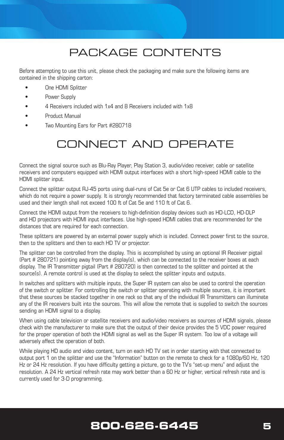 Package contents, Connect and operate | VANCO 280714 (1x4) User Manual | Page 5 / 12