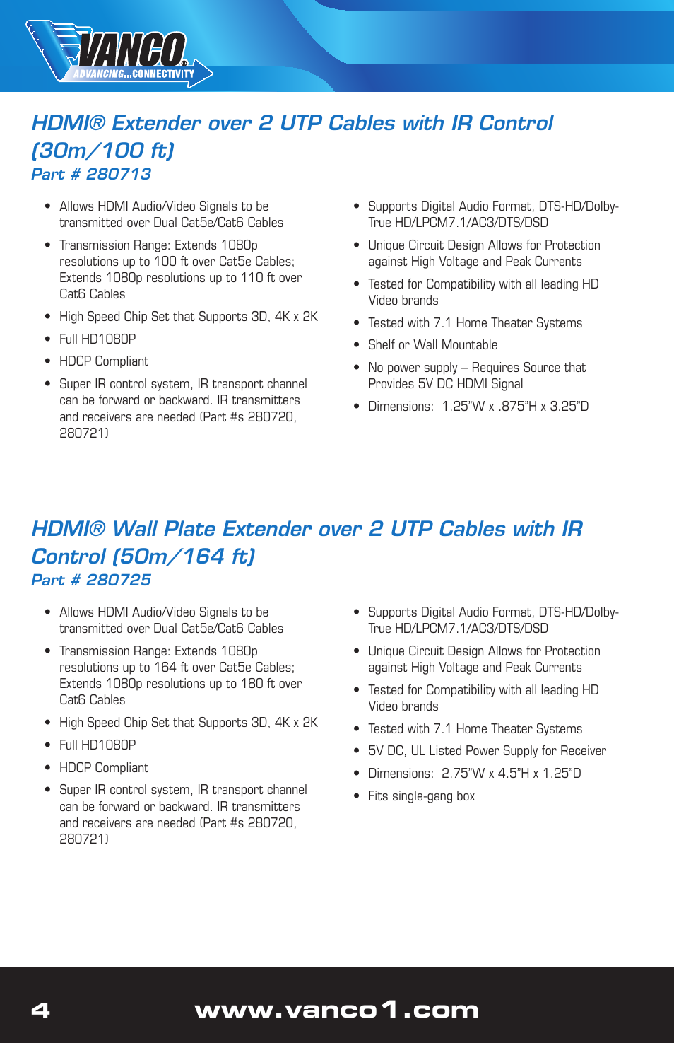 VANCO 280715 (100ft wall plate) User Manual | Page 4 / 12
