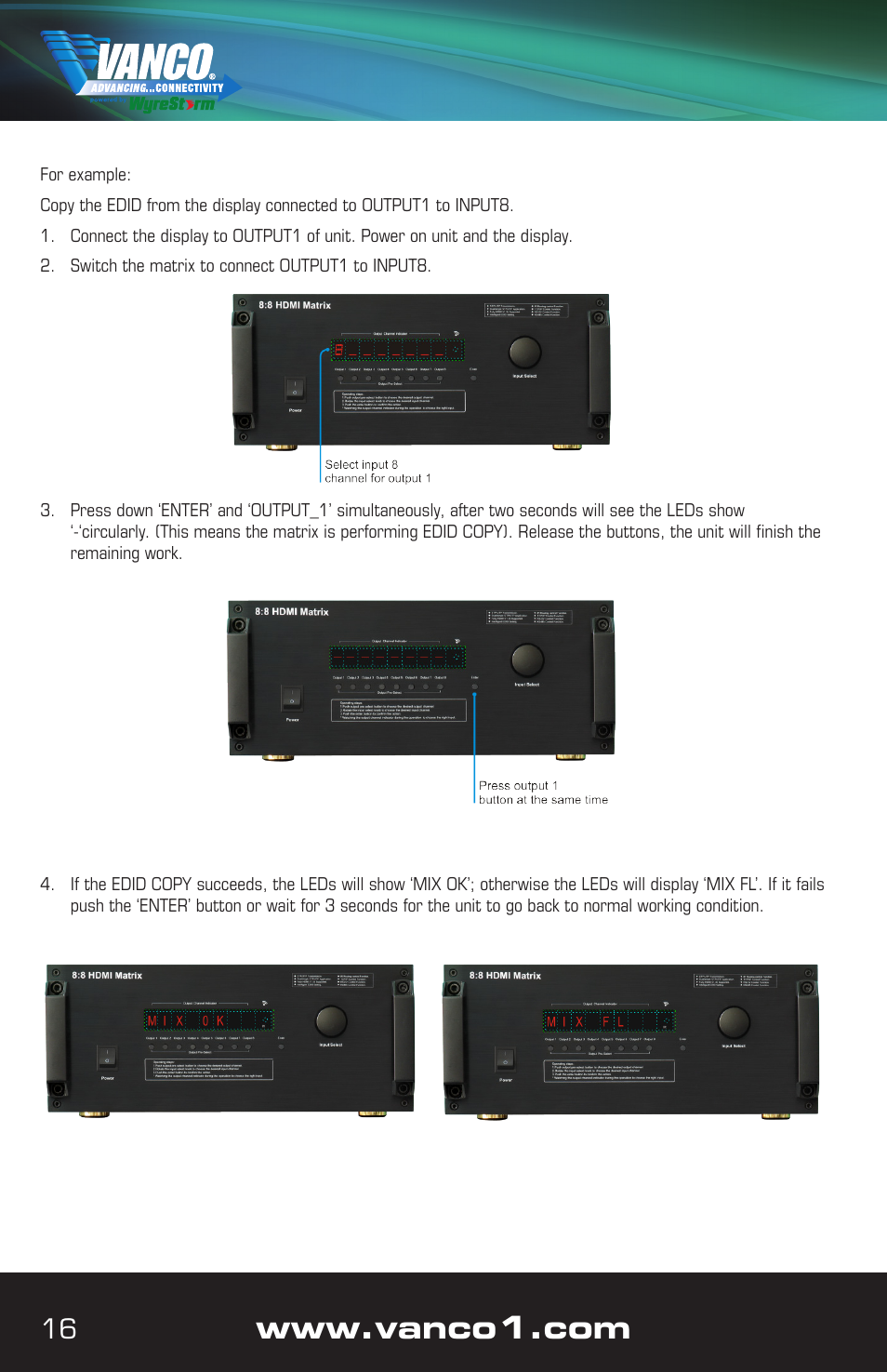 VANCO VPW-280709 (8X8) User Manual | Page 16 / 20