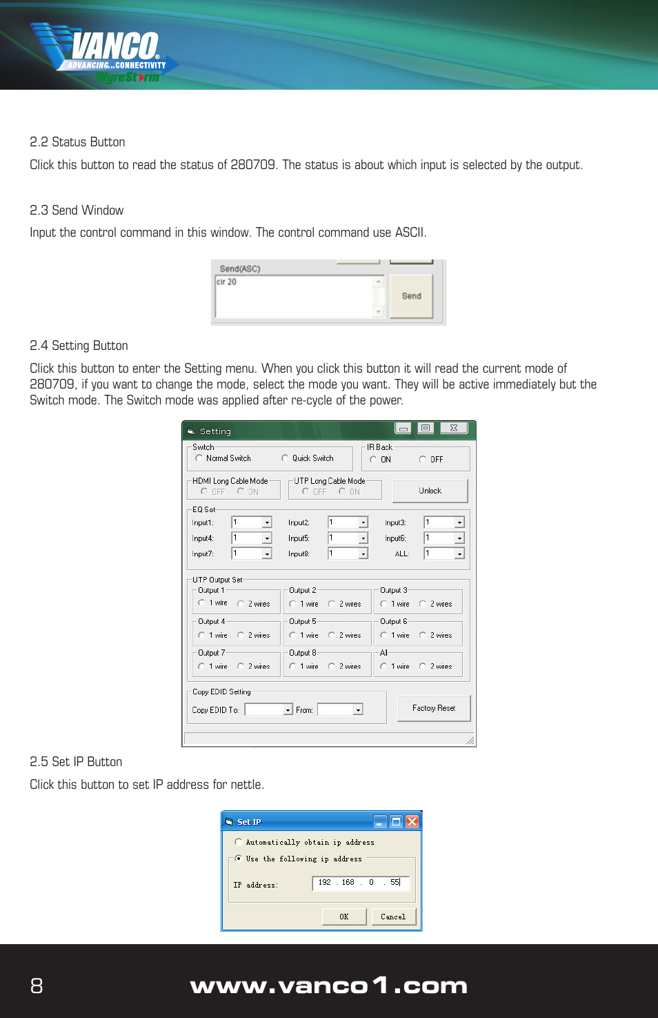 VANCO VPW-280709 (8X8) User Manual | Page 8 / 20