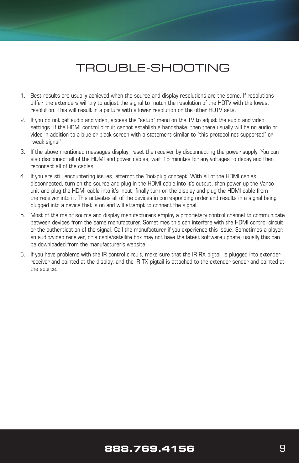 Trouble-shooting | VANCO VPW-280782 (1x2) User Manual | Page 9 / 12