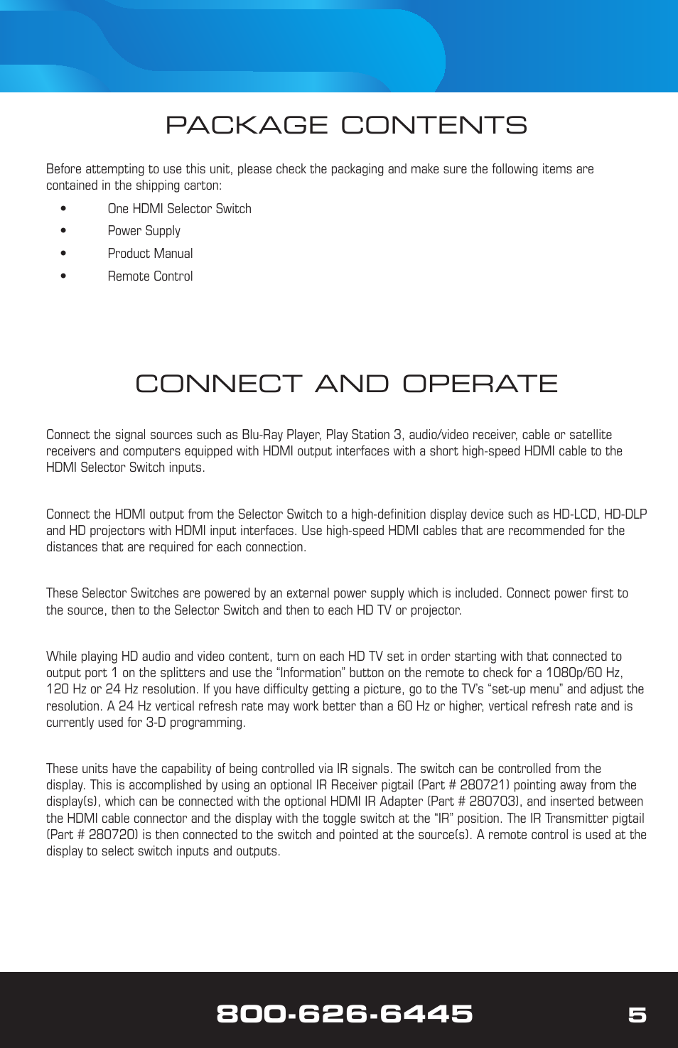 Package contents, Connect and operate | VANCO 280711 (3x1) User Manual | Page 5 / 12