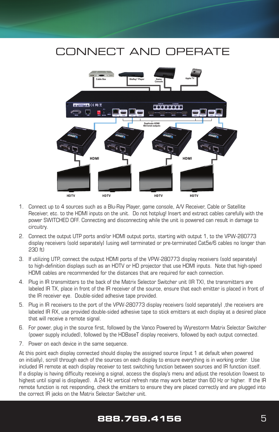 Connect and operate | VANCO VPW-280754 User Manual | Page 5 / 20
