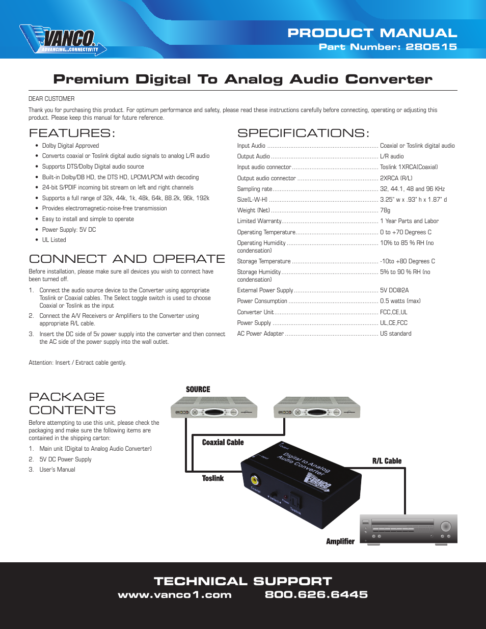 VANCO 280515 User Manual | 1 page