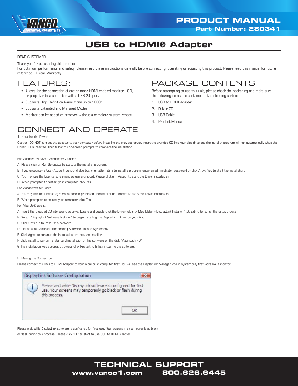 VANCO 280341 User Manual | 2 pages