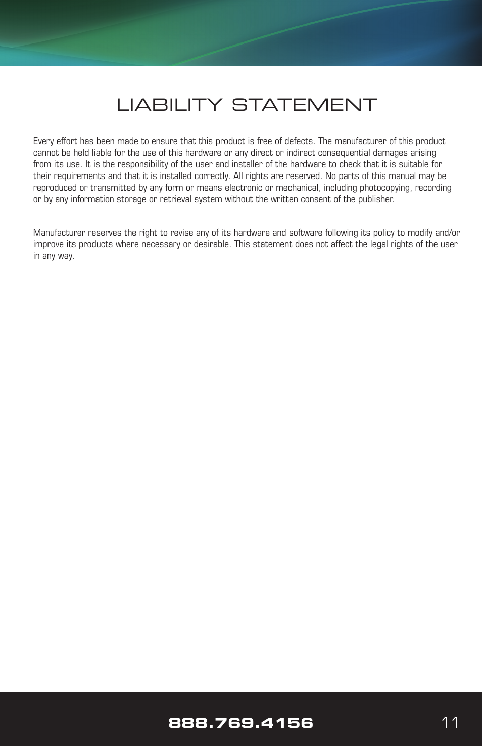 Liability statement | VANCO VPW-280572 User Manual | Page 11 / 12