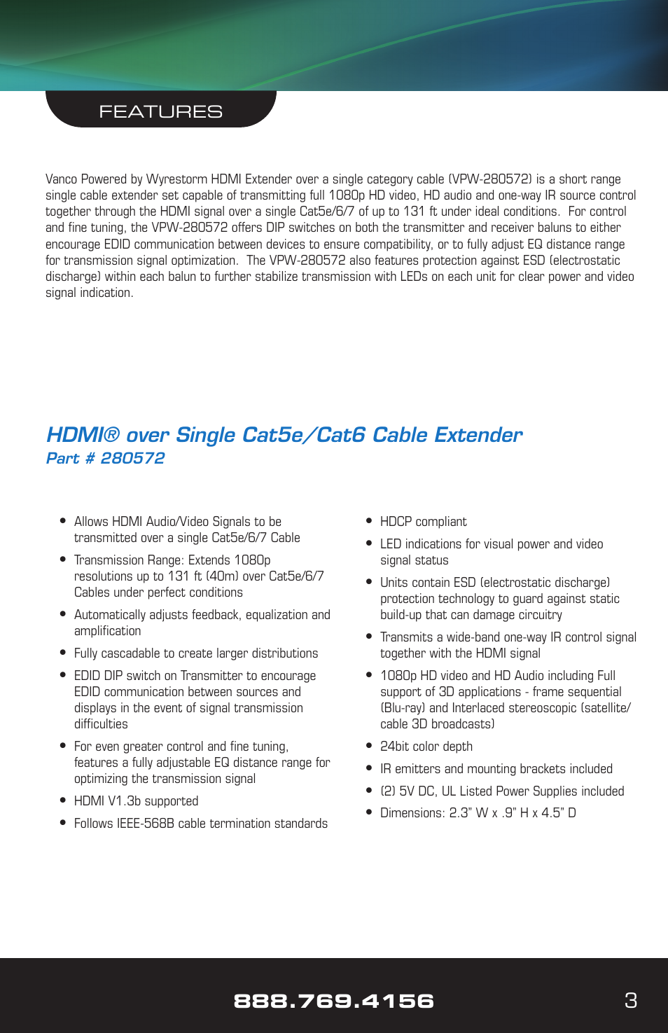 Hdmi® over single cat5e/cat6 cable extender | VANCO VPW-280572 User Manual | Page 3 / 12