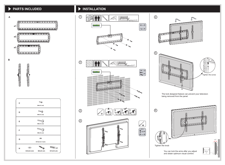 Installation parts included | VANCO WMT2342 User Manual | Page 2 / 2