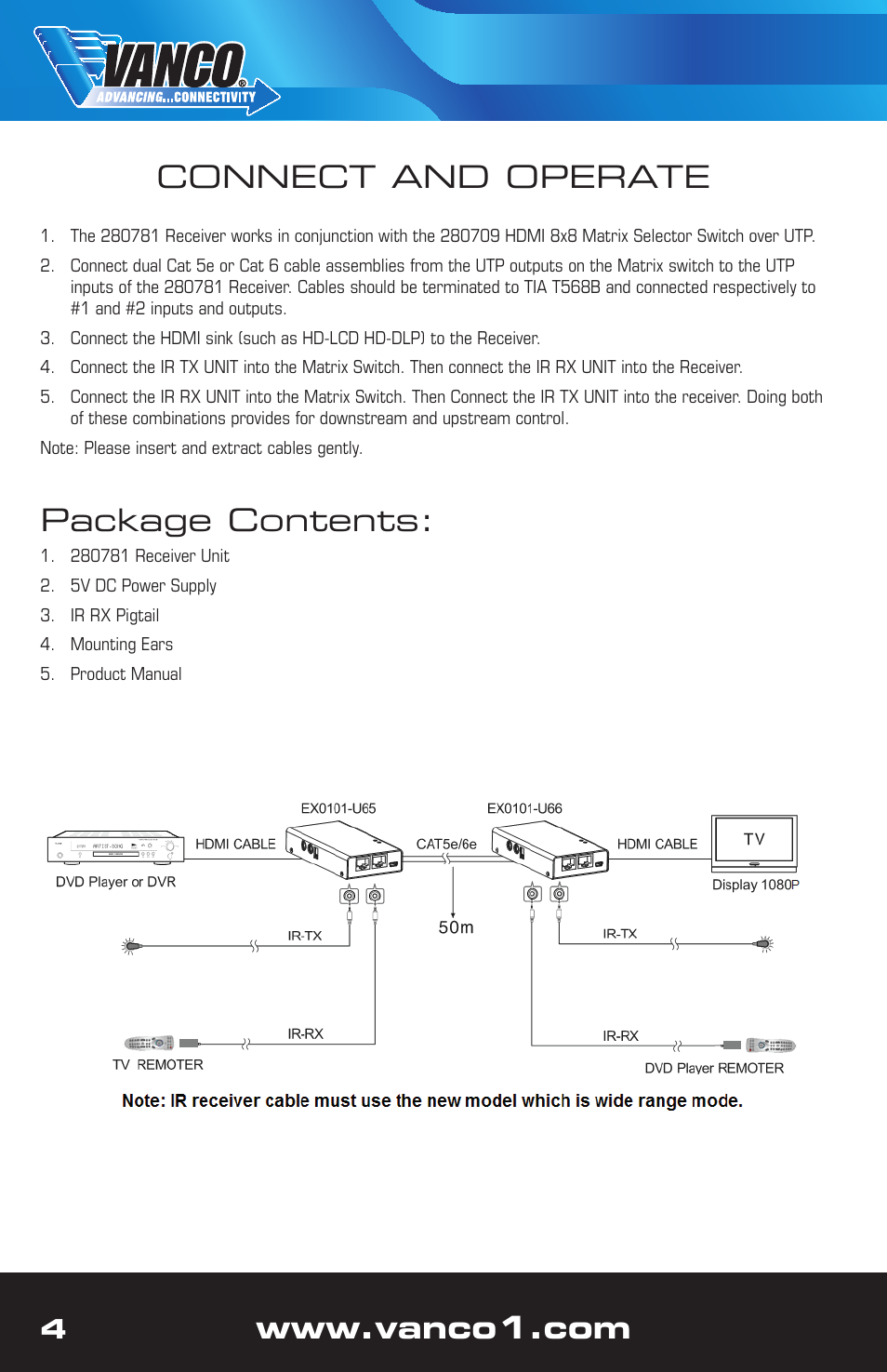Connect and operate package contents | VANCO VPW-280781 User Manual | Page 4 / 8