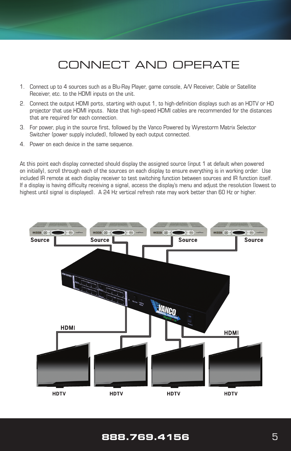 Connect and operate | VANCO VPW-280789 (4X4) User Manual | Page 5 / 8