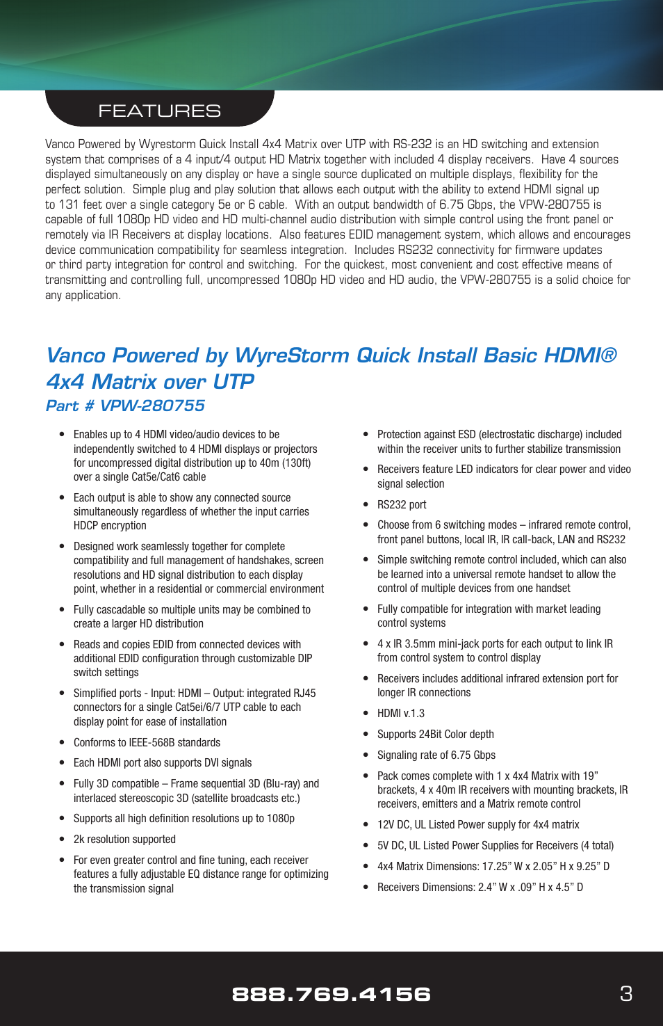 Features | VANCO VPW-280755 User Manual | Page 3 / 20