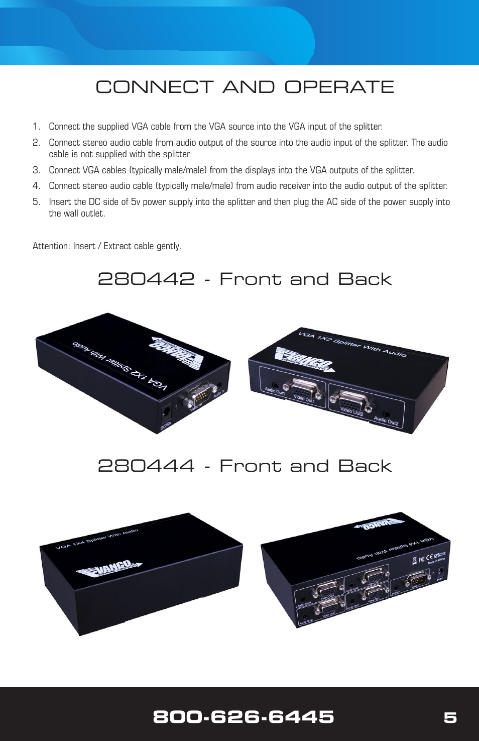 Connect and operate | VANCO 280442 (1x2) User Manual | Page 5 / 8