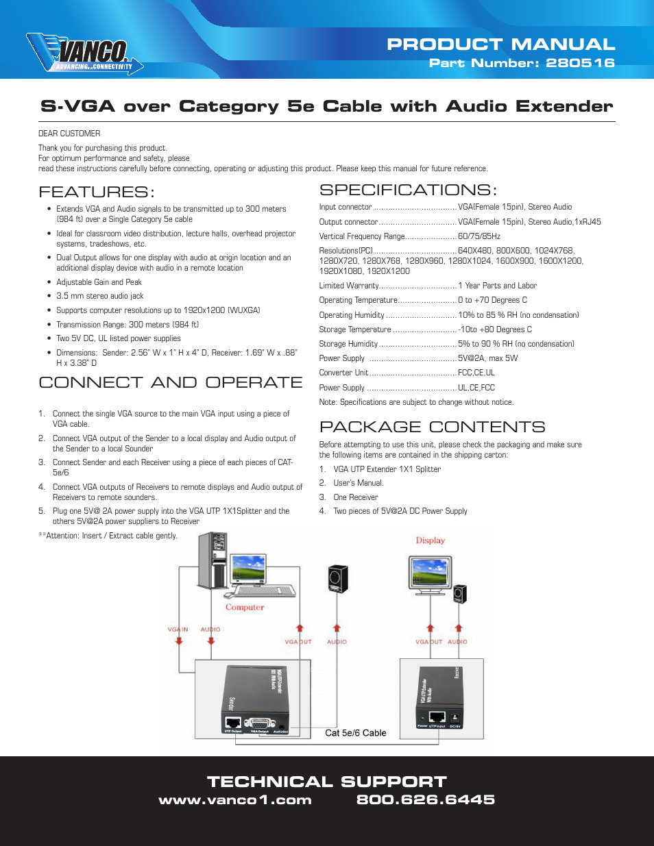 VANCO 280516 User Manual | 1 page