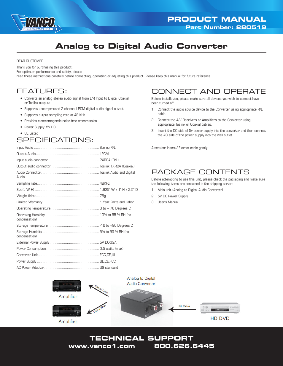 VANCO 280519 User Manual | 1 page