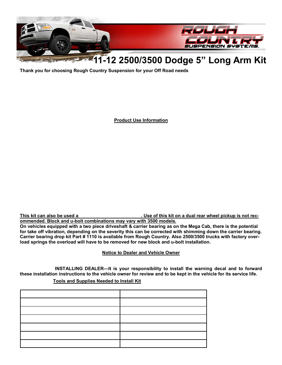 Rough Country 379.22 User Manual | 8 pages