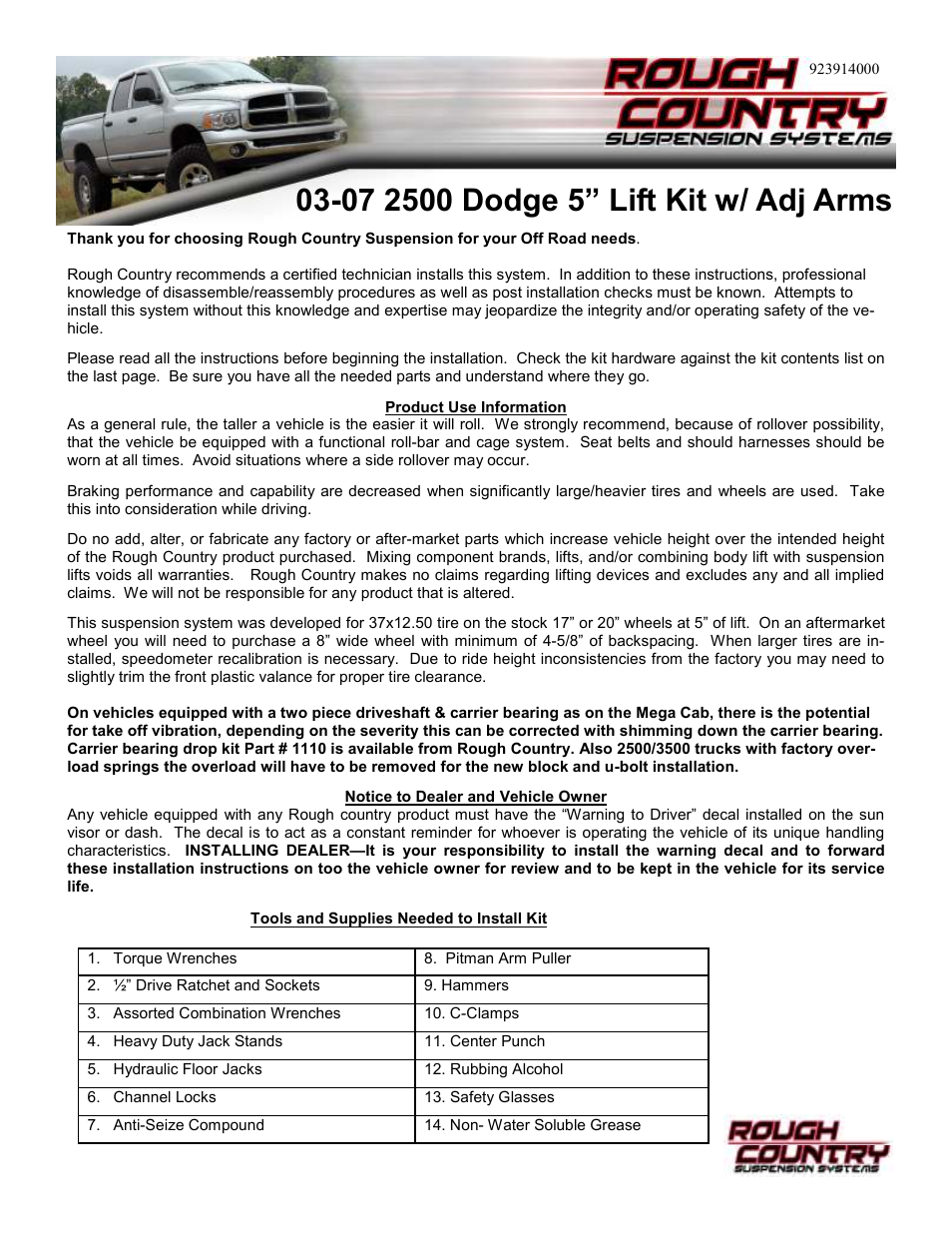 Rough Country 392.24 User Manual | 6 pages