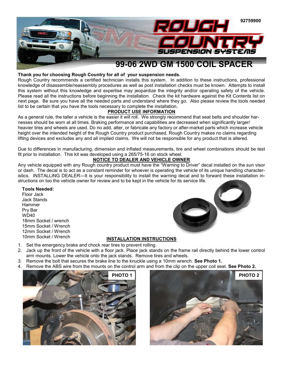 Rough Country 7599 User Manual | 4 pages