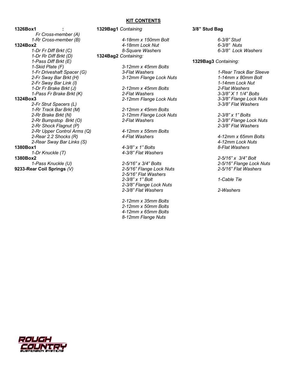 Rough Country 324S User Manual | Page 2 / 20