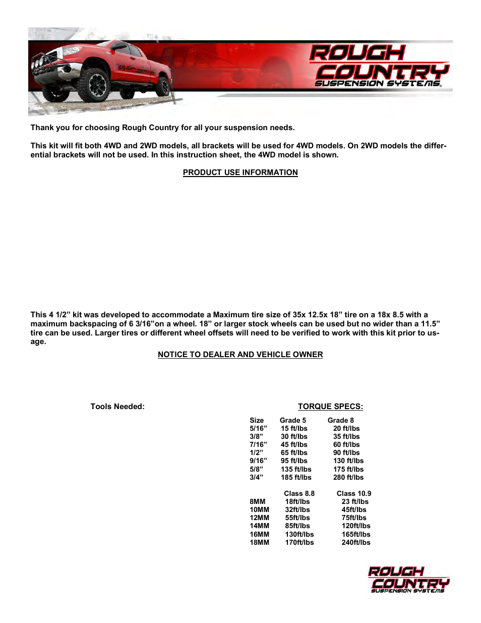 Rough Country 774S User Manual | 10 pages