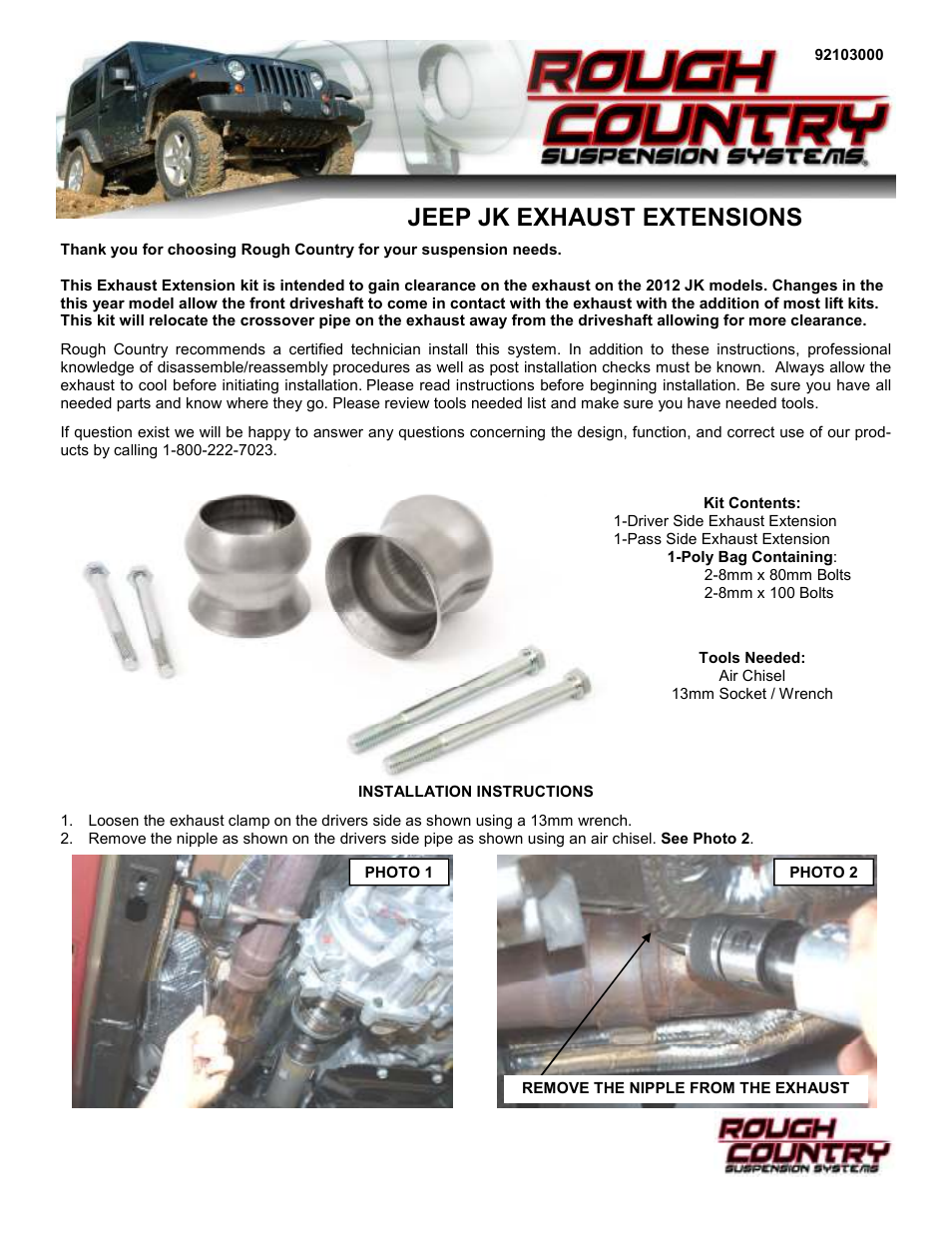 Rough Country 1030 User Manual | 2 pages