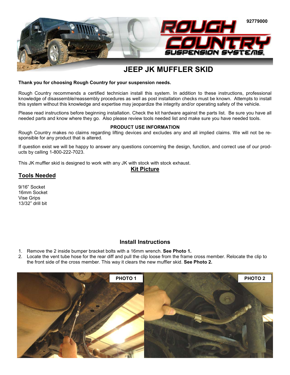 Rough Country 779 User Manual | 2 pages