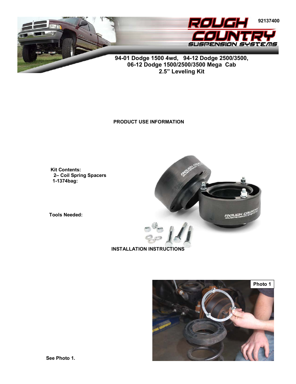 Rough Country 362.20 User Manual | 2 pages