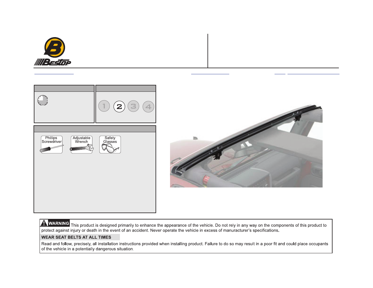 Bestop Windshield Channel for Jeep JK Wrangler and Wrangler Unlimited (Part Number 51243) User Manual | 3 pages