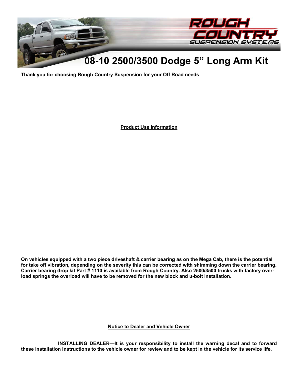 Rough Country 386.22 User Manual | 8 pages